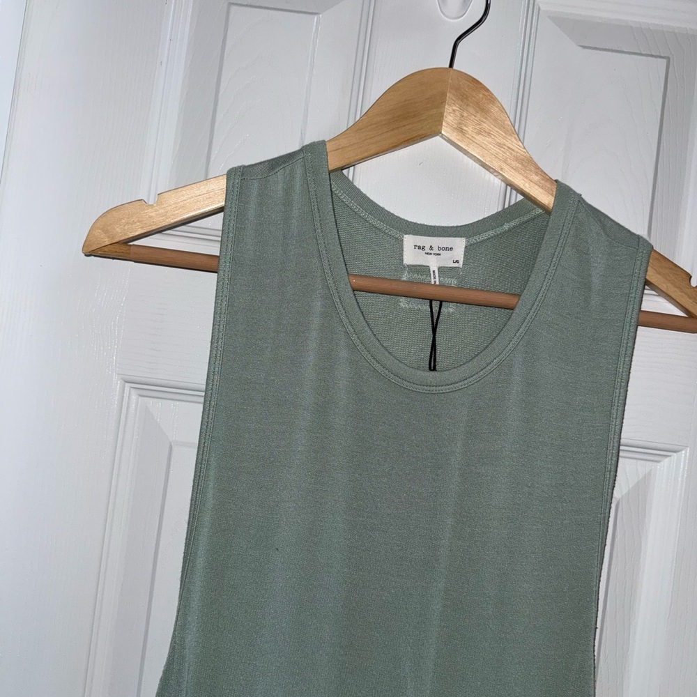Rag & Bone Archetype Sydney Maxi Dress L Sage Soft Jersey Racer Back Comfy Chic - Picture 4 of 9